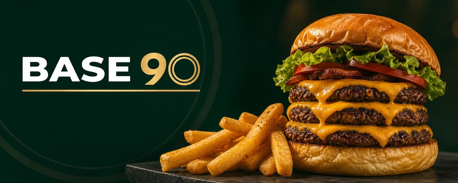 Hambúrguer artesanal e bebidas geladas Base90